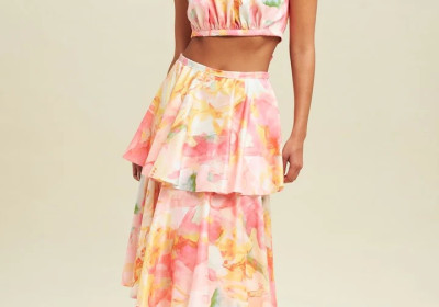 CORAL FLORAL TWO PIECE SET